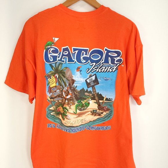 University of Florida Gator Island Graphic T-Shirt Men's XL Orange Short Sleeve - Picture 4 of 8